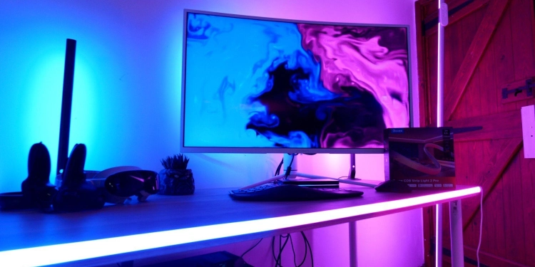 Govee cob strip light 2 pro dreamview at front of desk
