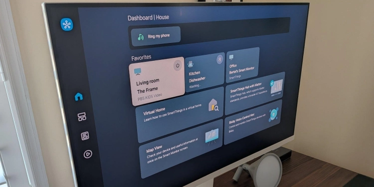 Samsung smart monitor displaying smartthings