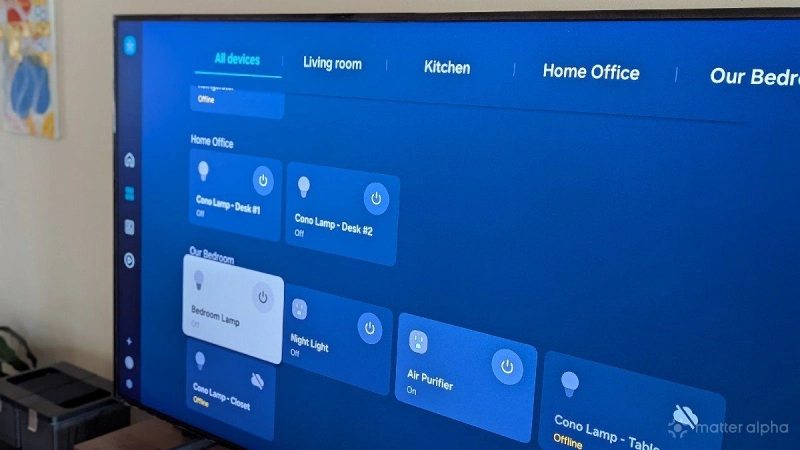 Devices listed in samsung smartthings on a frame tv