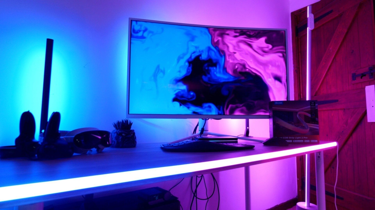 Govee cob strip light 2 pro dreamview at front of desk