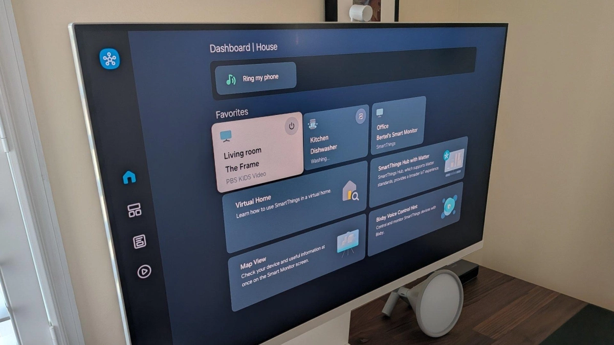 Samsung smart monitor displaying smartthings