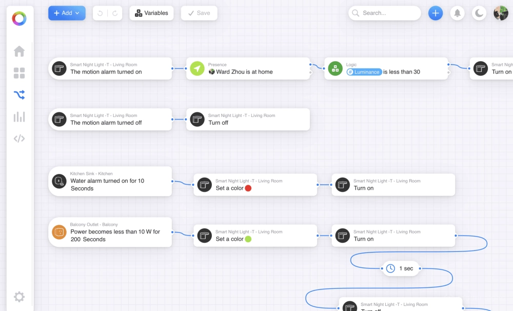 3r nightlight thread homey flow