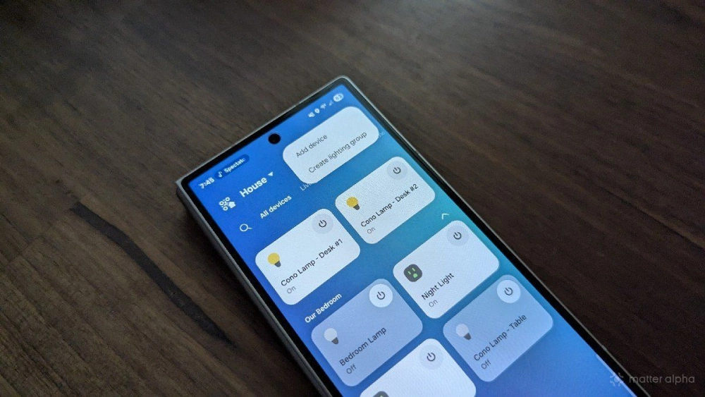 A list of devices in smartthings on a samsung galaxy z fold 6