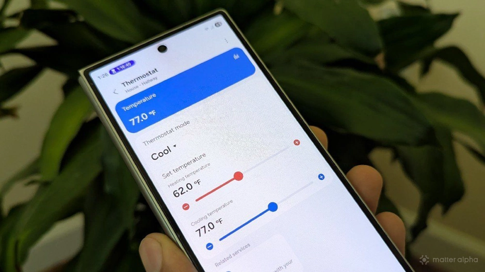 A thermostat in samsung smartthings on a galaxy z fold 6 A thermostat in samsung smartthings on a galaxy z fold 6