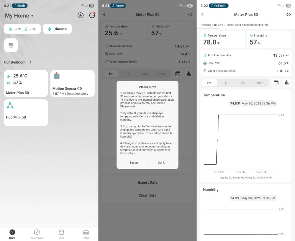 Accessing the switchbot meter plus in the switchbot android app