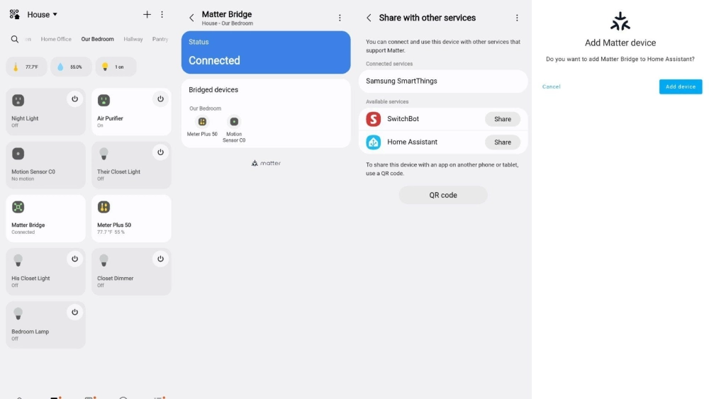 Adding a matter device to home assistant from smartthings