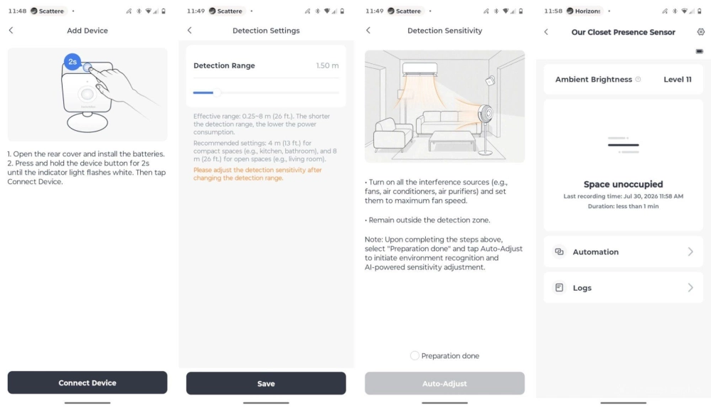 Adding a presence sensor in the SwitchBot Android app. Adding a presence sensor in the SwitchBot Android app.