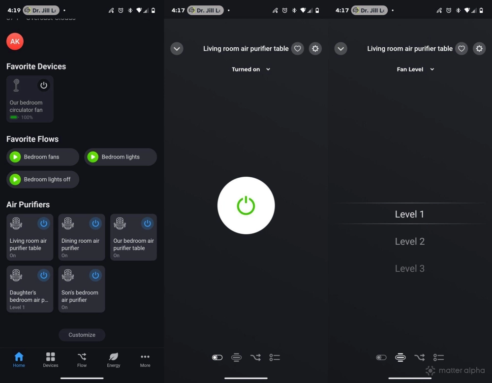 Air purifier controls in the android homey app Air purifier controls in the android homey app
