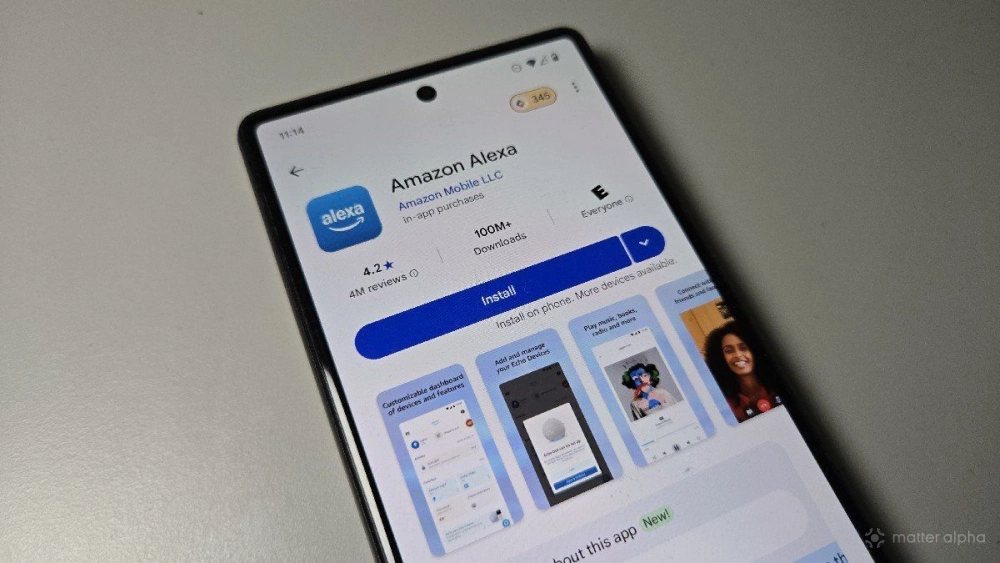 Amazon alexa on the play store on a google pixel 6