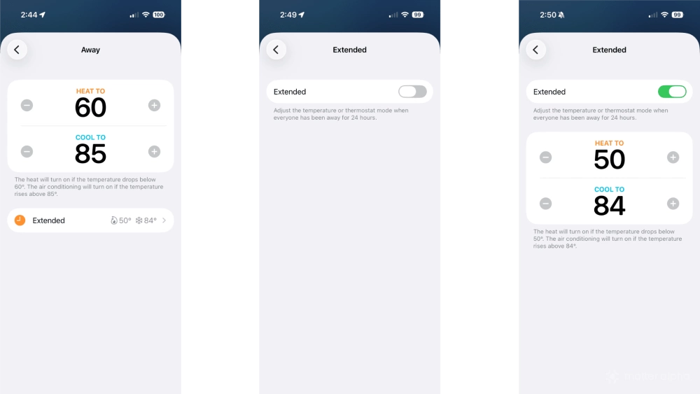 Apple home adaptive temperature ios26 preferred away steps 3