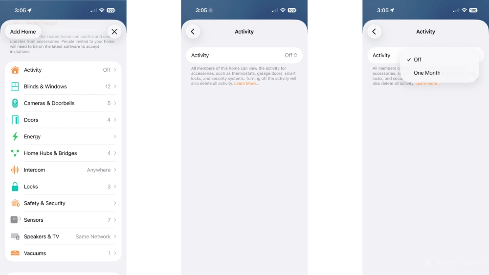 Apple home ios26 enable activity history steps 2