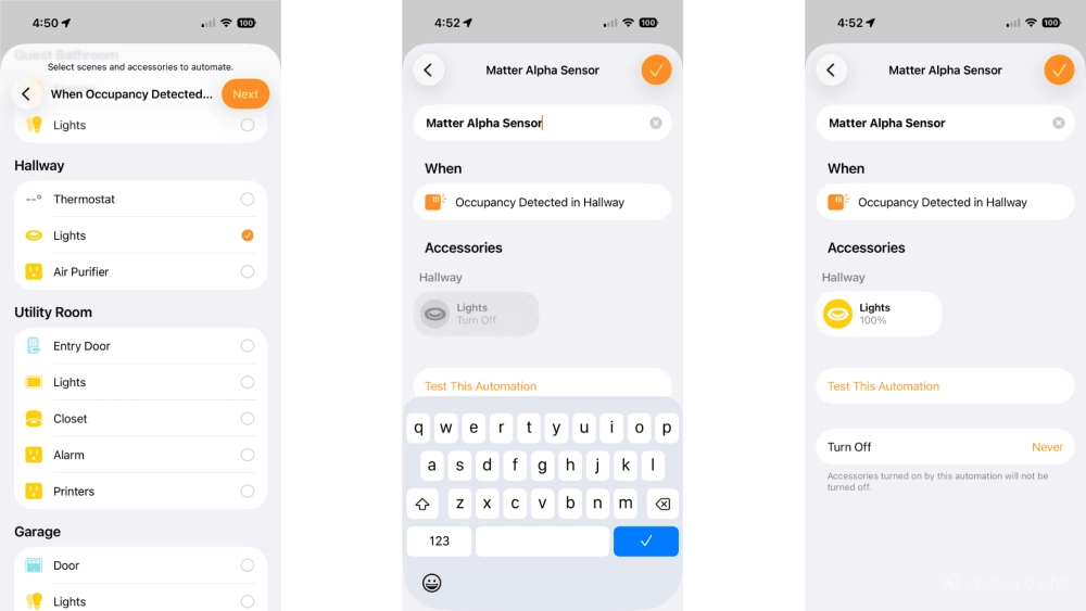 Apple home sensor automation ios26 steps 4