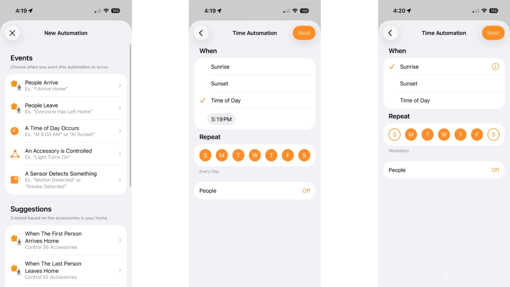 Apple home time automation ios26 steps 2