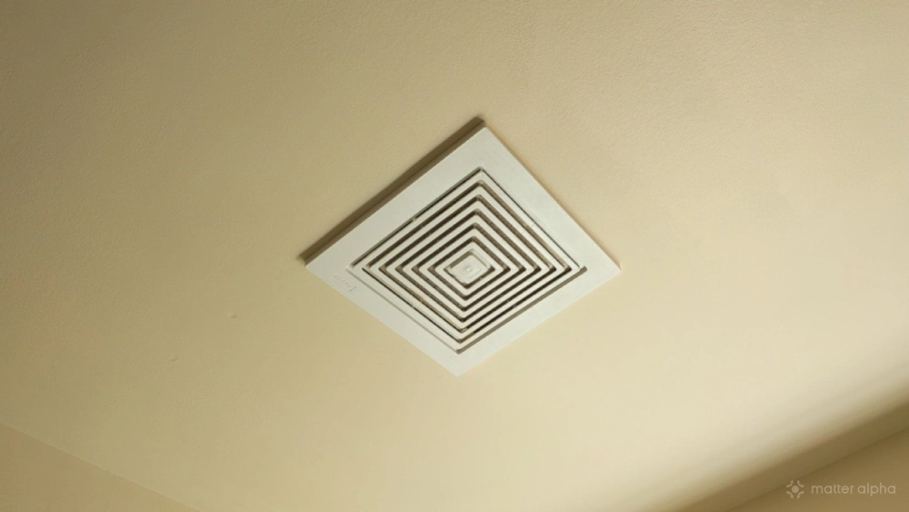 Bathroom ceiling exhaust fan. Bathroom ceiling exhaust fan.