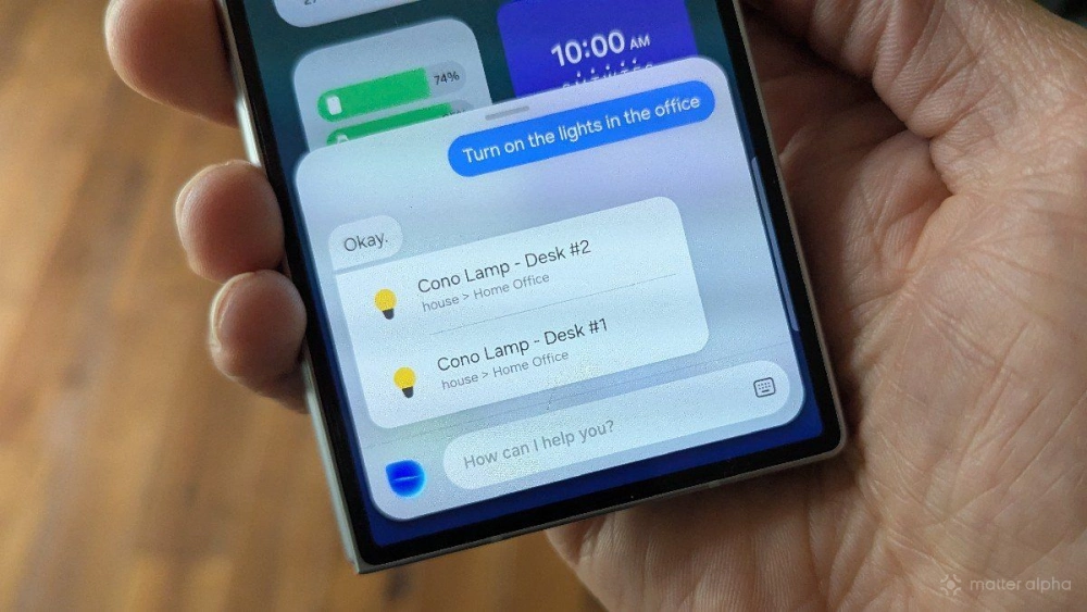 Bixby turning on smart lamps using samsung smartthings on a galaxy z fold 6