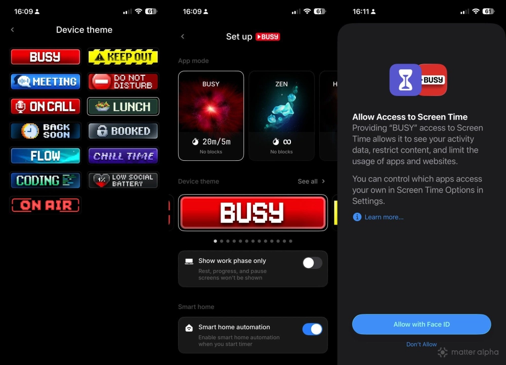 Busy app screenshots Busy app screenshots
