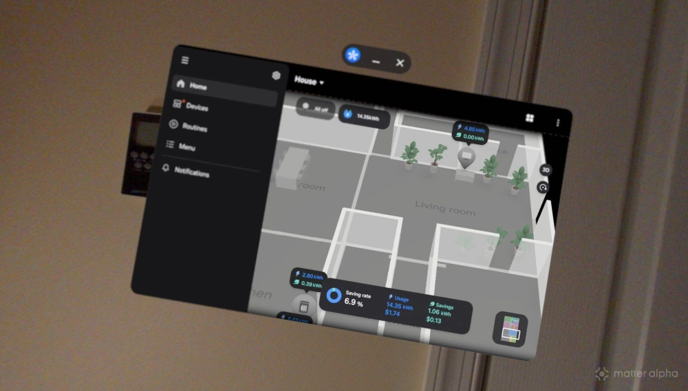 Energy usage in map view in samsung smartthings on android xr