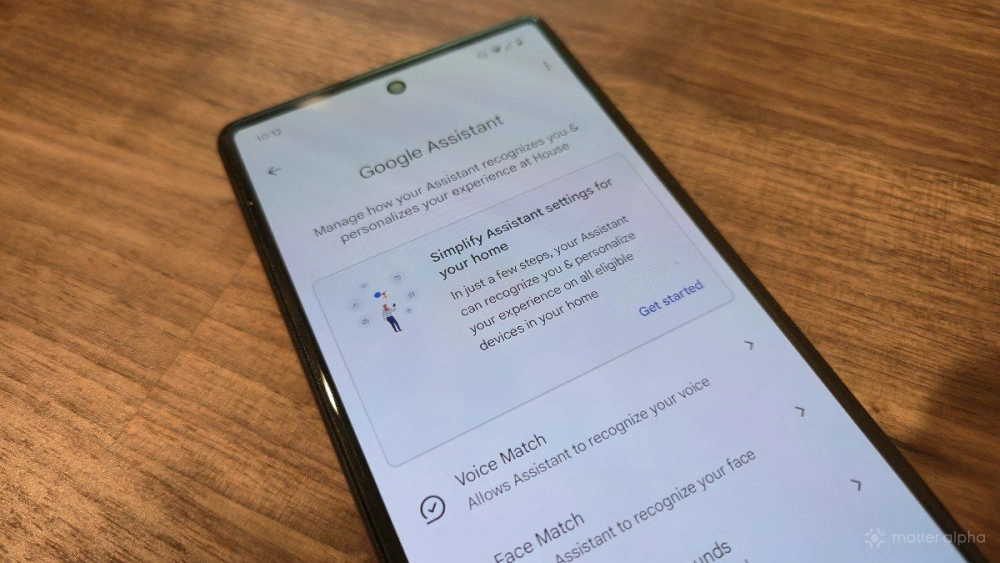 Google assistant settings for google home on a pixel 6