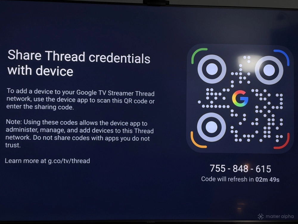 Google TV Thread Credential QR Google TV Thread Credential QR