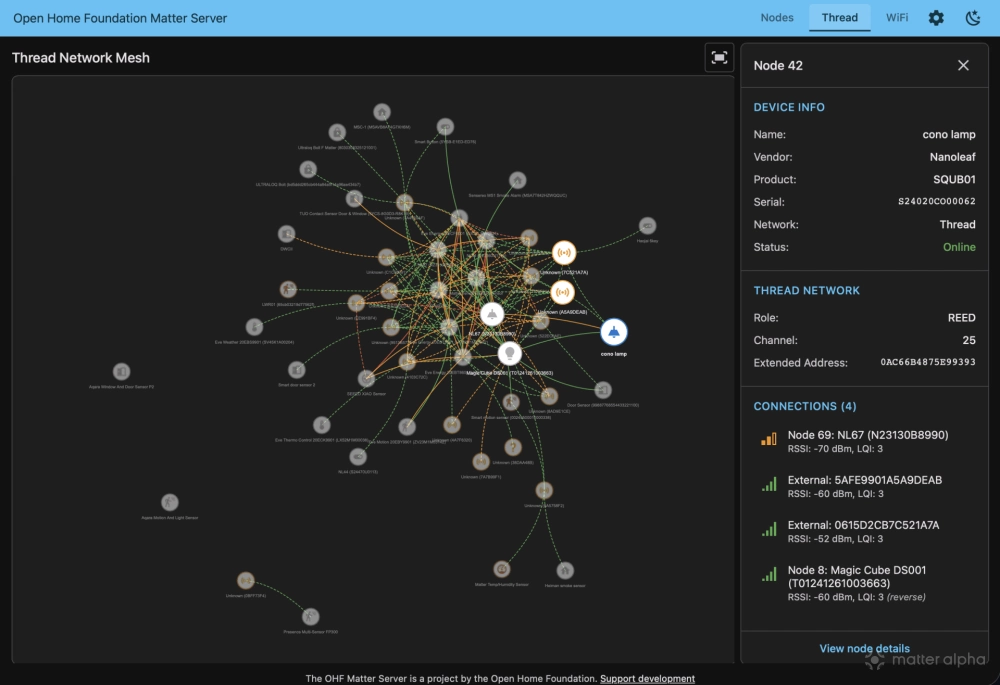Ha matter server thread tab details