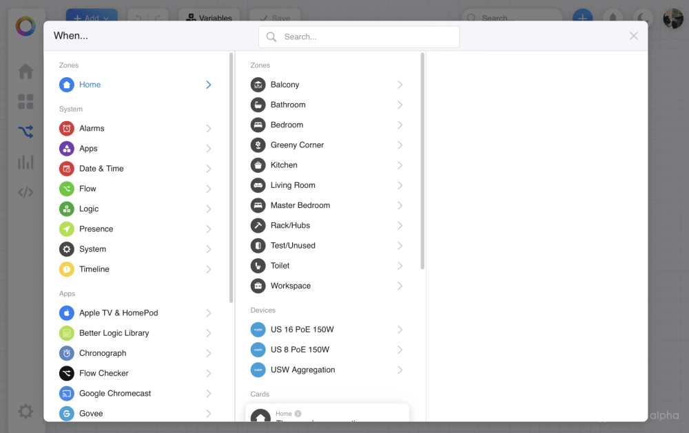 Homey flow options Homey flow options