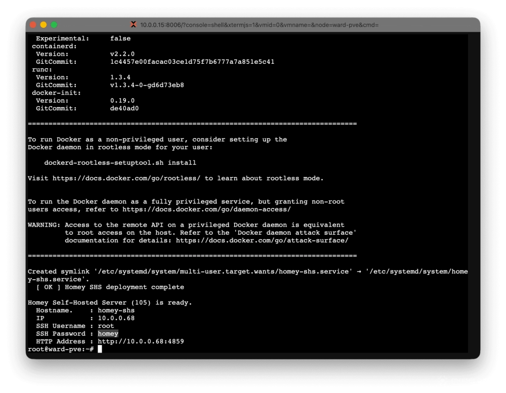 Homey server pve Homey server pve