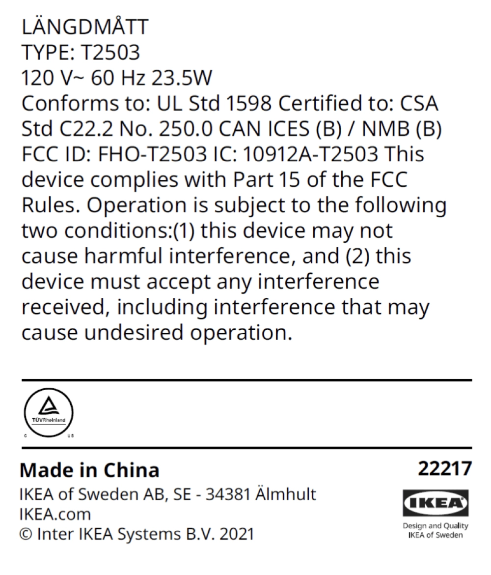Langdmatt fcc label Langdmatt fcc label