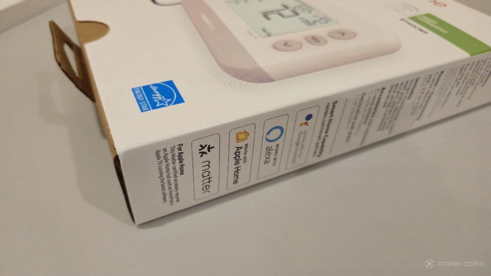 Matter badge on the side of the honeywell smart x2s box Matter badge on the side of the honeywell smart x2s box