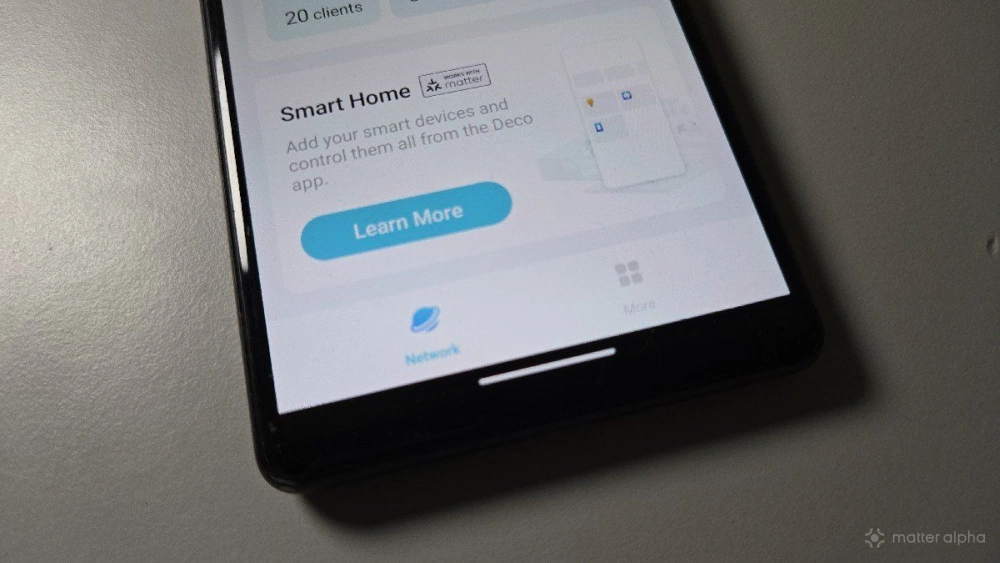 Matter functionality in the deco app on a google pixel 6