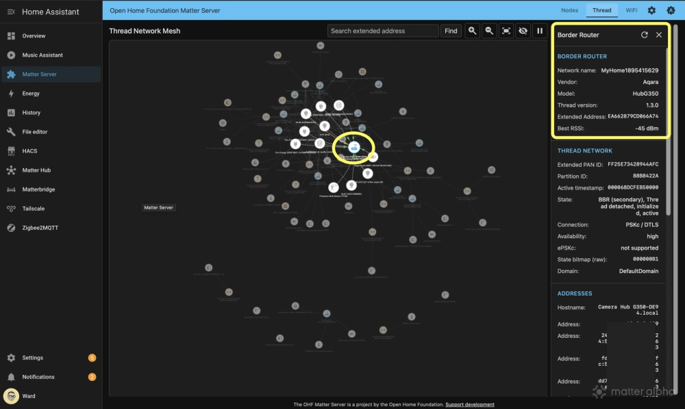 Matter server tbr nodes