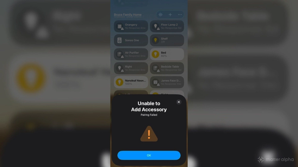 Matter unable to add accessory
