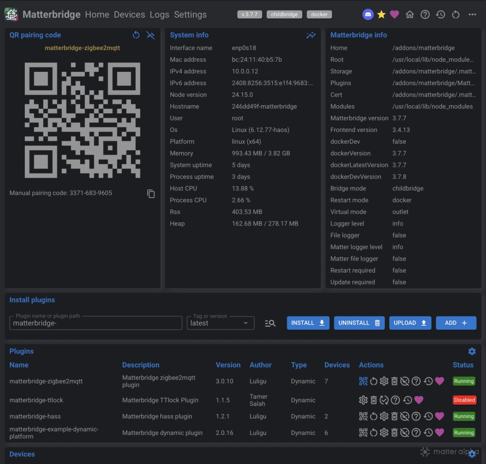 Matterbridge zigbee2mqtt