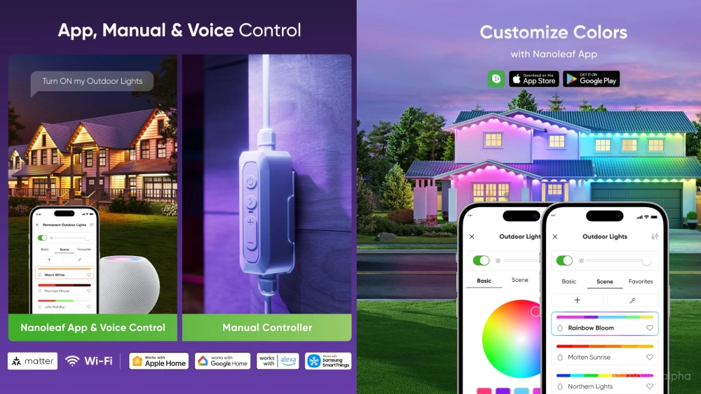 Nanoleaf smart multicolor permanent outdoor lights app controls lifestyle Nanoleaf smart multicolor permanent outdoor lights app controls lifestyle