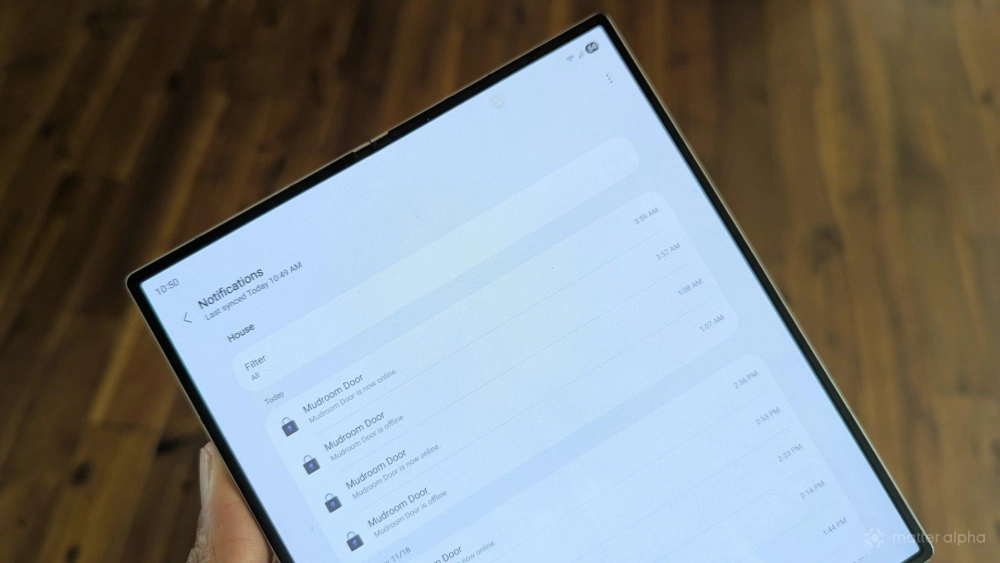Notifications within the smartthings app on a samsung galaxy z fold 6