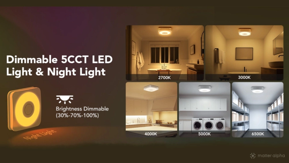 Orein matter smart bathroom exhaust fan lighting features