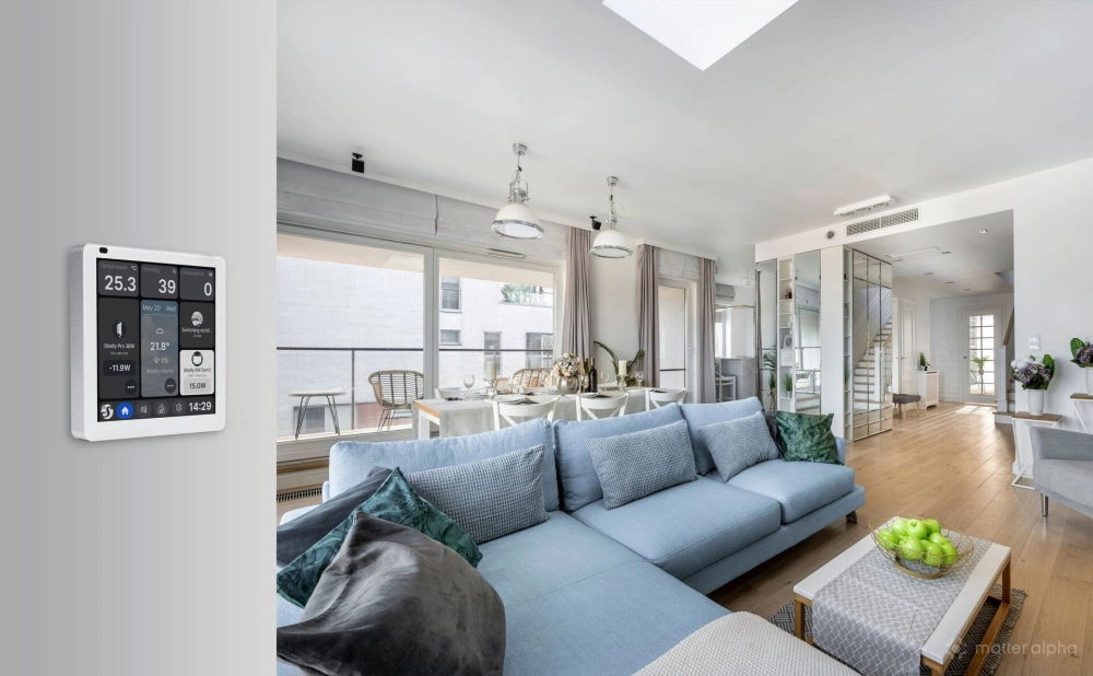 Shelly wall display x1i silver access your most used actions in one place Shelly wall display x1i silver access your most used actions in one place