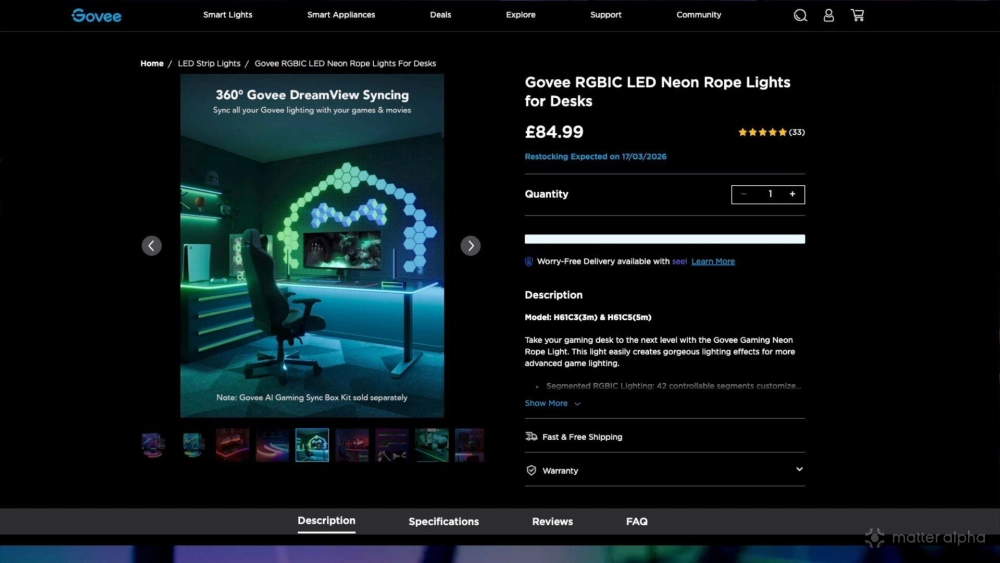 Skus govee for desks