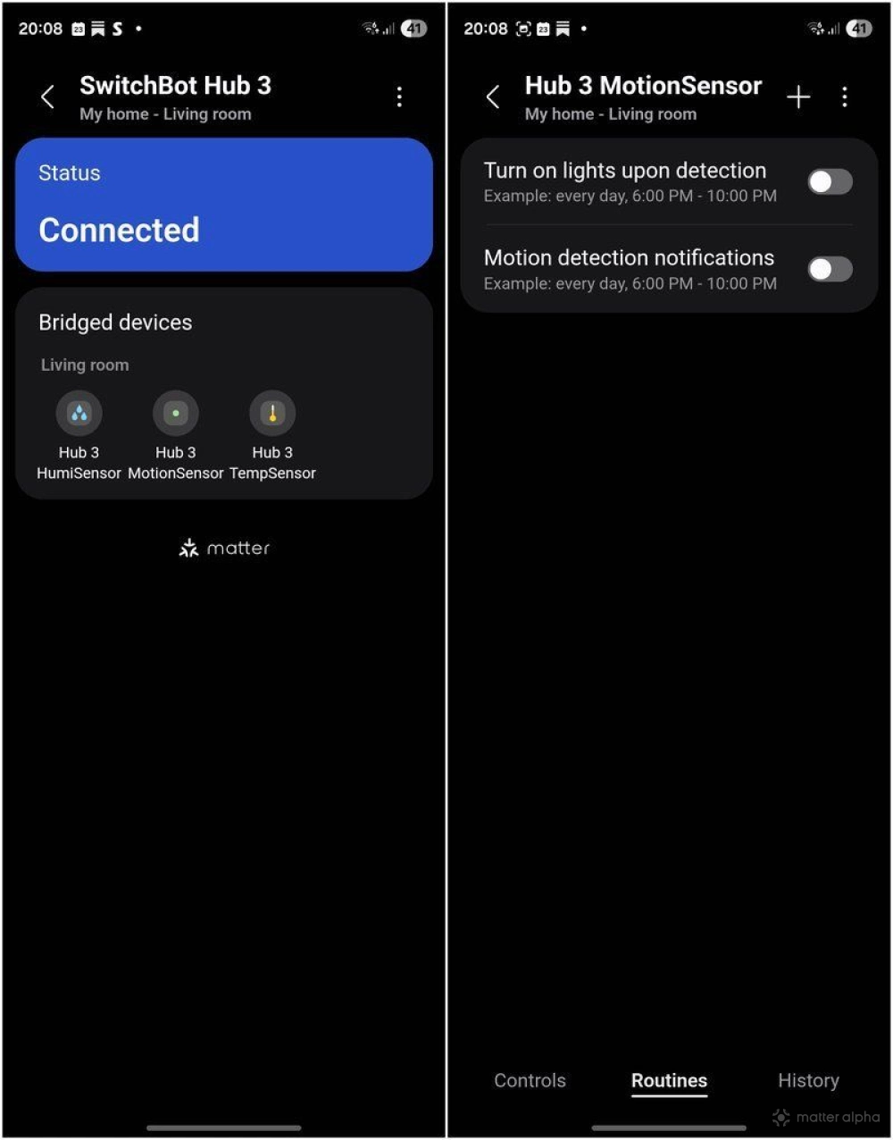 SwitchBot Hub 3 sensors in Samsung SmartThings
