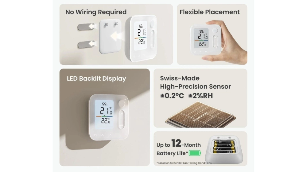 Switchbot smart home thermostat panel features