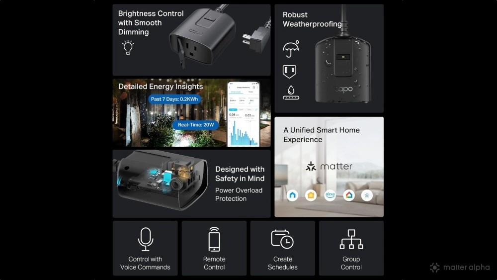 Tapo p430m smart outdoor plugin dimmer bento