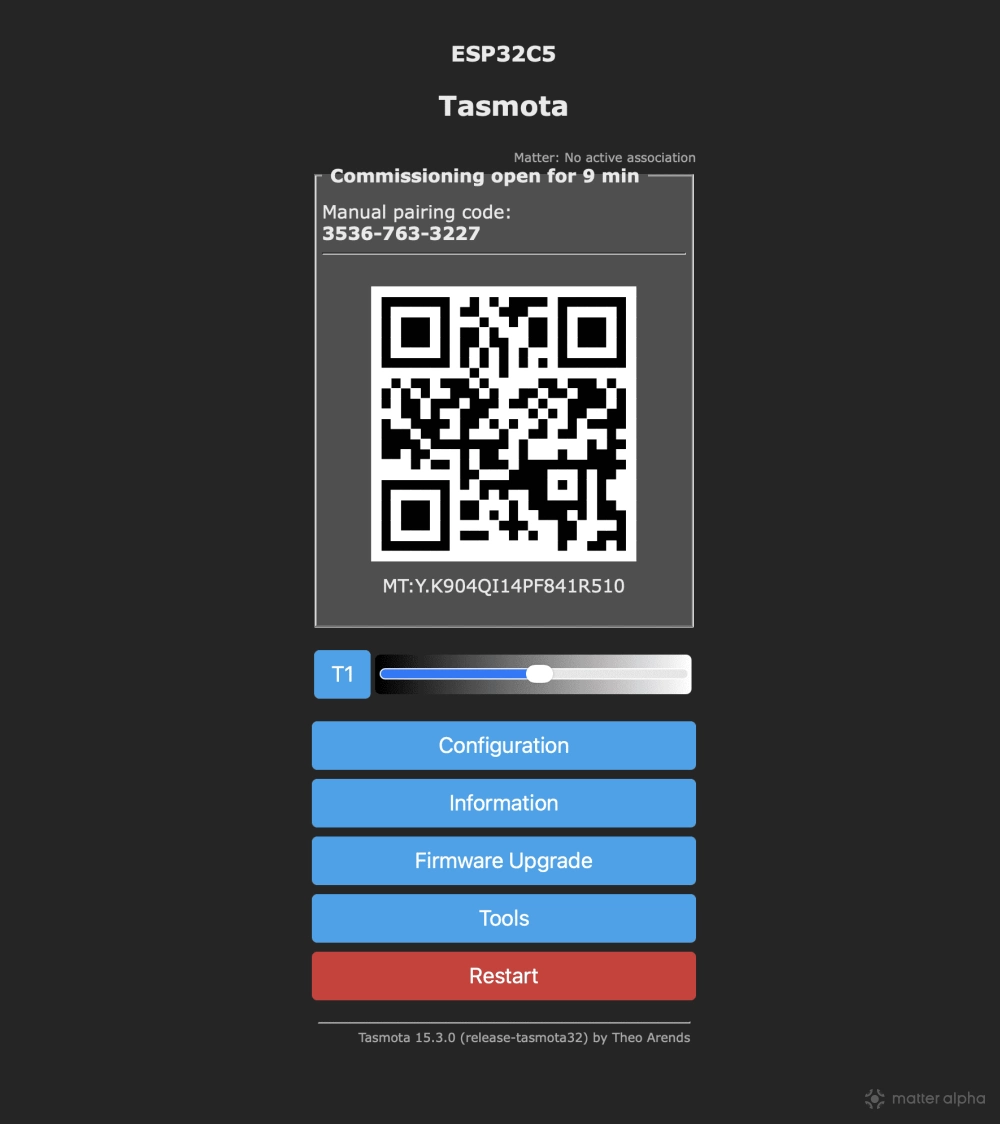 Tasmota matter code