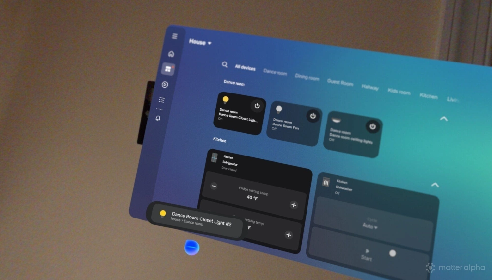 Turning on a smart light using bixby in android xr