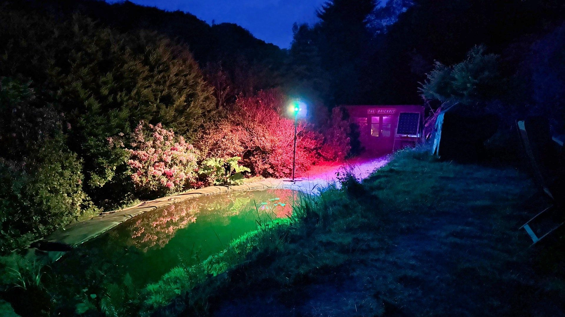 Govee outdoor lamp post review anotehr shot by the pond