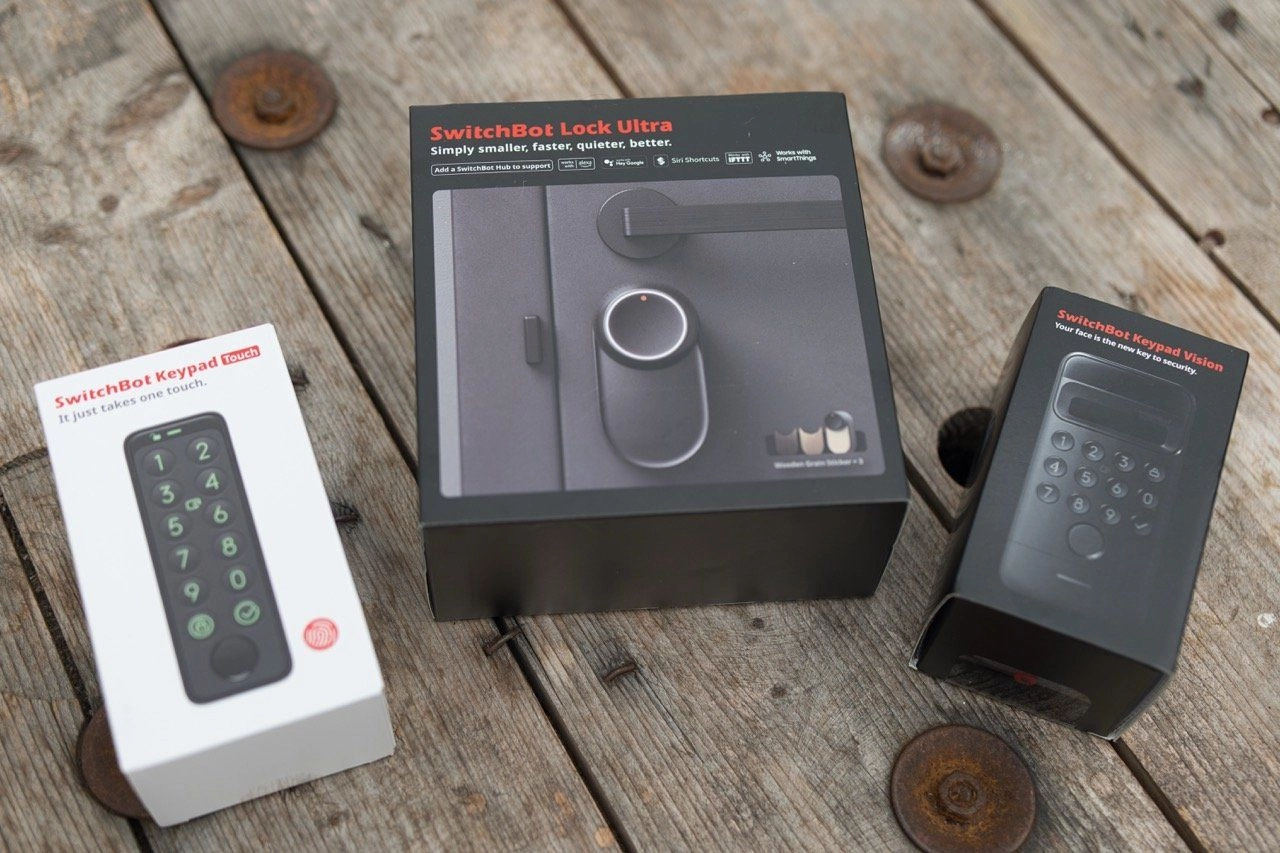Switchbot lock ultra and keypad vision boxes large