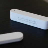 Closeup of the matter pairing code on an ikea myggbett