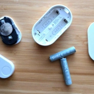 Flic duo and ikea bilresa smart buttons with batteries visible