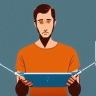 Man deciding between two devices