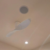 Recessed lights and a ceiling fan
