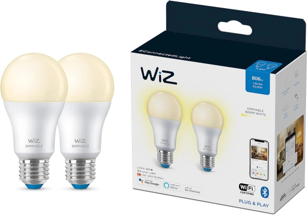 WiZ E27 60W Dimmable Warm White Smart Bulb