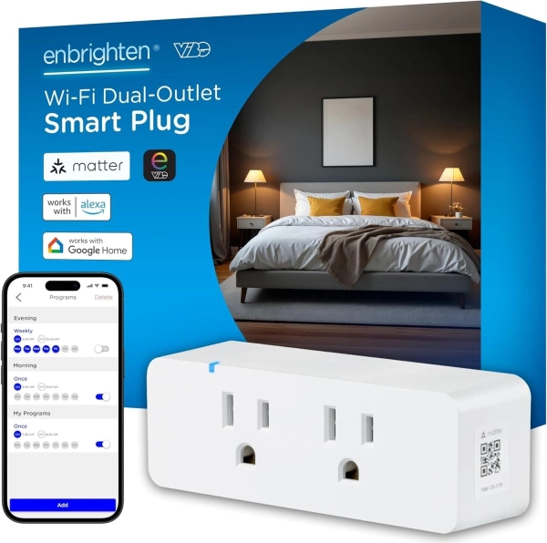 Enbrighten Vibe Wi-Fi Dual-Outlet Indoor Smart Plug
